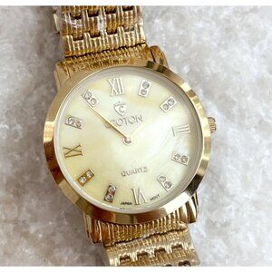 Mint Croton Gold Toned Round Chainlink Vintage Ladies Wristwatch - 34mm - WORKS!